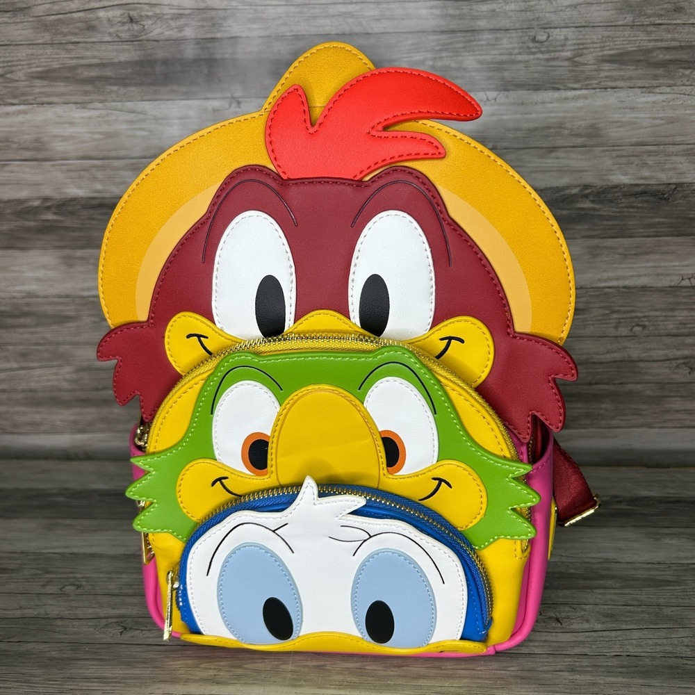 The Three Caballeros Disney Loungefly Backpack Bag READ PEELING FLAWS